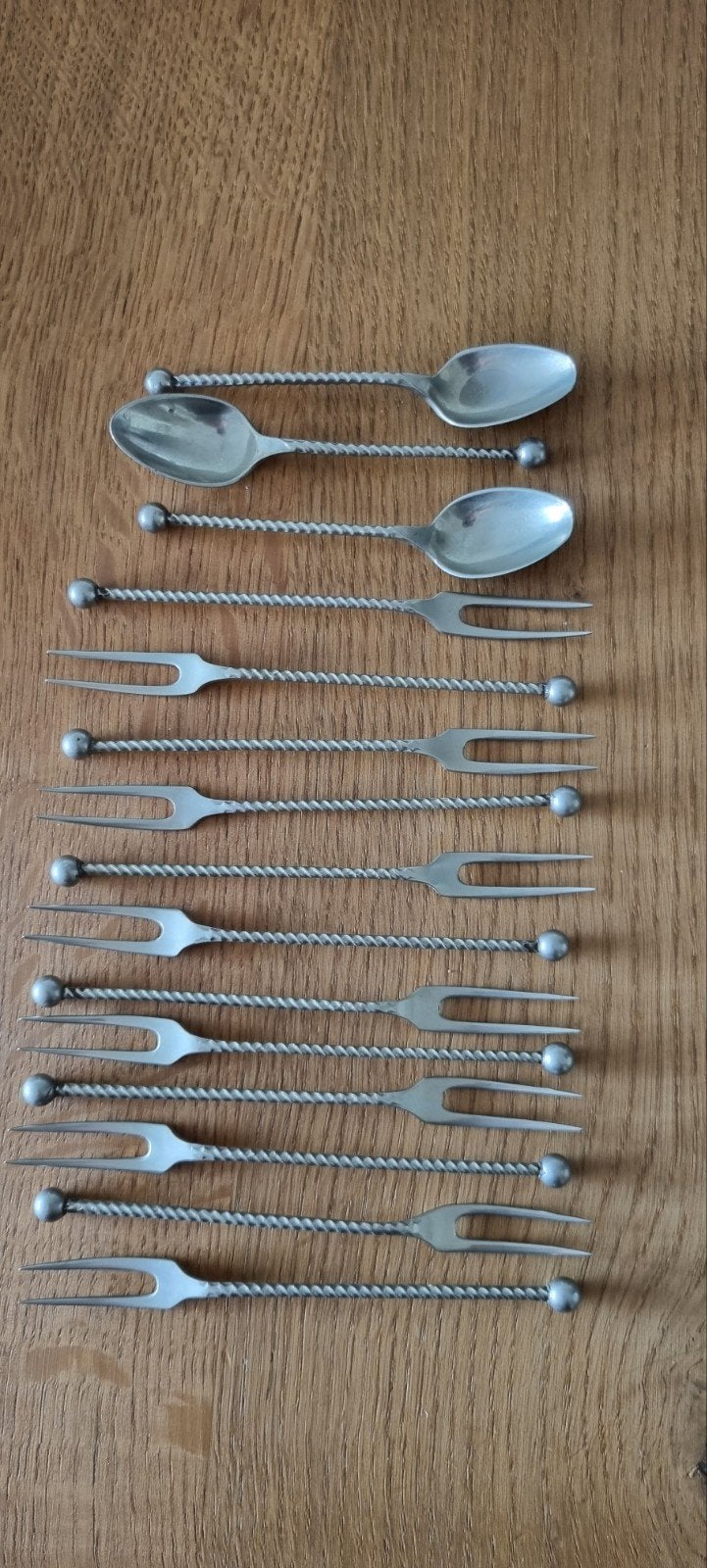 Set van 15 vintage potosi zilveren cocktailprikkers en lepel, Antiek en Kunst, Ophalen