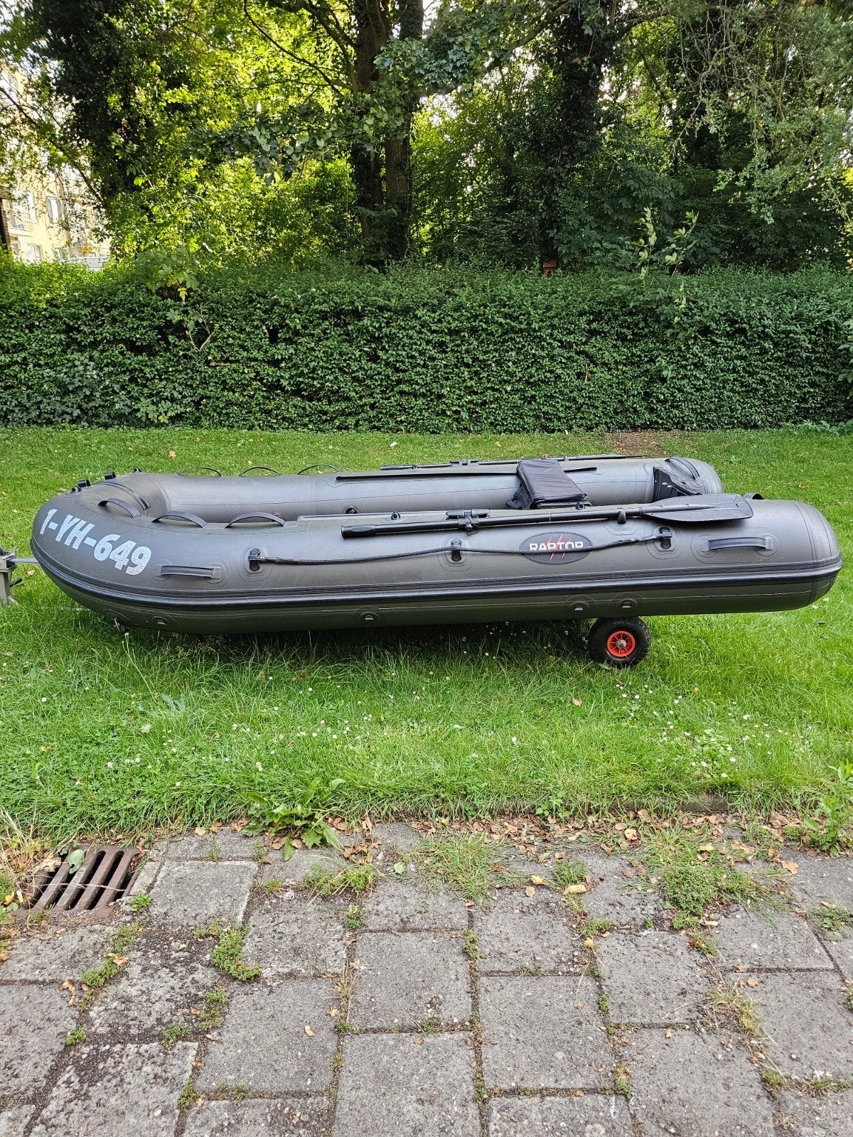 Rubberboot Raptor X-Wide +Mercury 20pk 4-takt, Ophalen, Airdeck, Zo goed als nieuw, Mercury