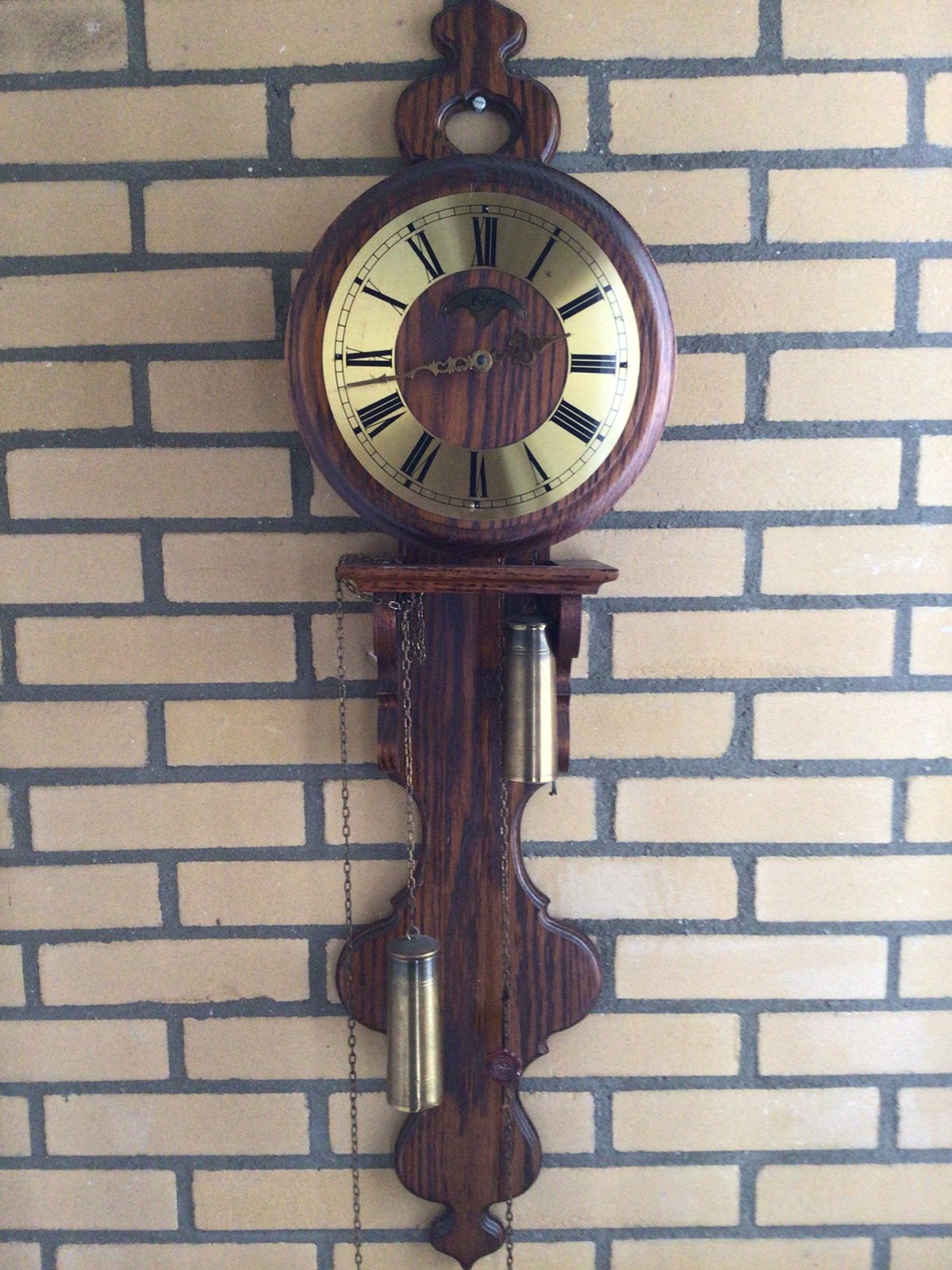 1x ORFAC ORIGINELE WANDKLOK 90 CM LANG, Ophalen, Bruin, Landelijk, Analoog