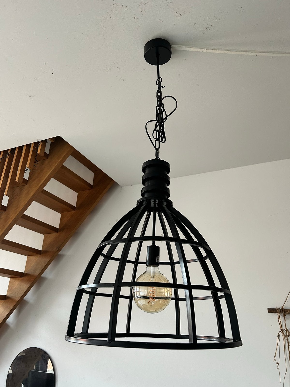 Industriële hanglamp zwart met E27 fitting, Ophalen of Verzenden, Zo goed als nieuw, Metaal, E27 (groot)