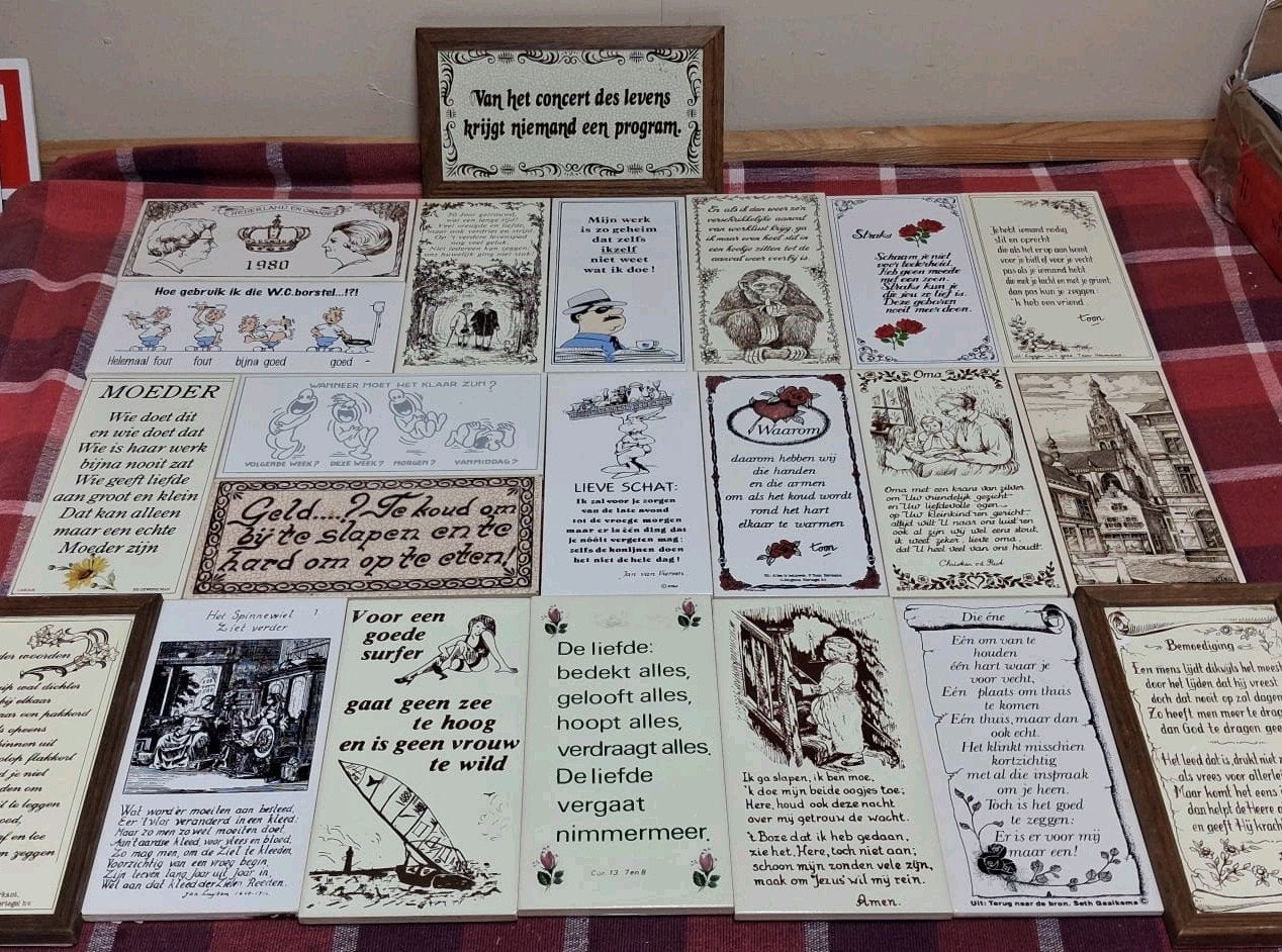 42 Wandtegeltjes wijsheden met spreuken, Ophalen of Verzenden