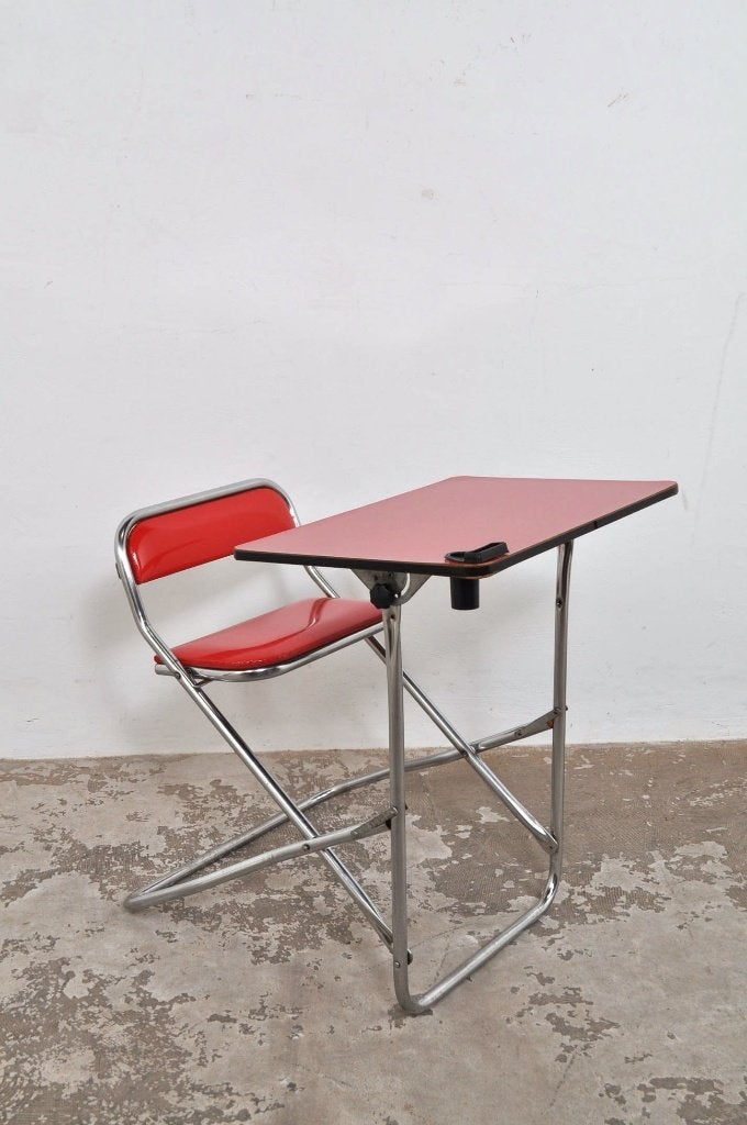 Vintage schoolbureau Italiaans bureau inklapbaar jaren 70, Ophalen of Verzenden, Gebruikt