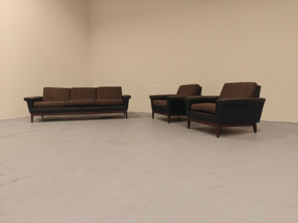 Vintage bankstel jaren '60 hoge kwaliteit design, Ophalen, Gebruikt, Hout, 75 tot 100 cm