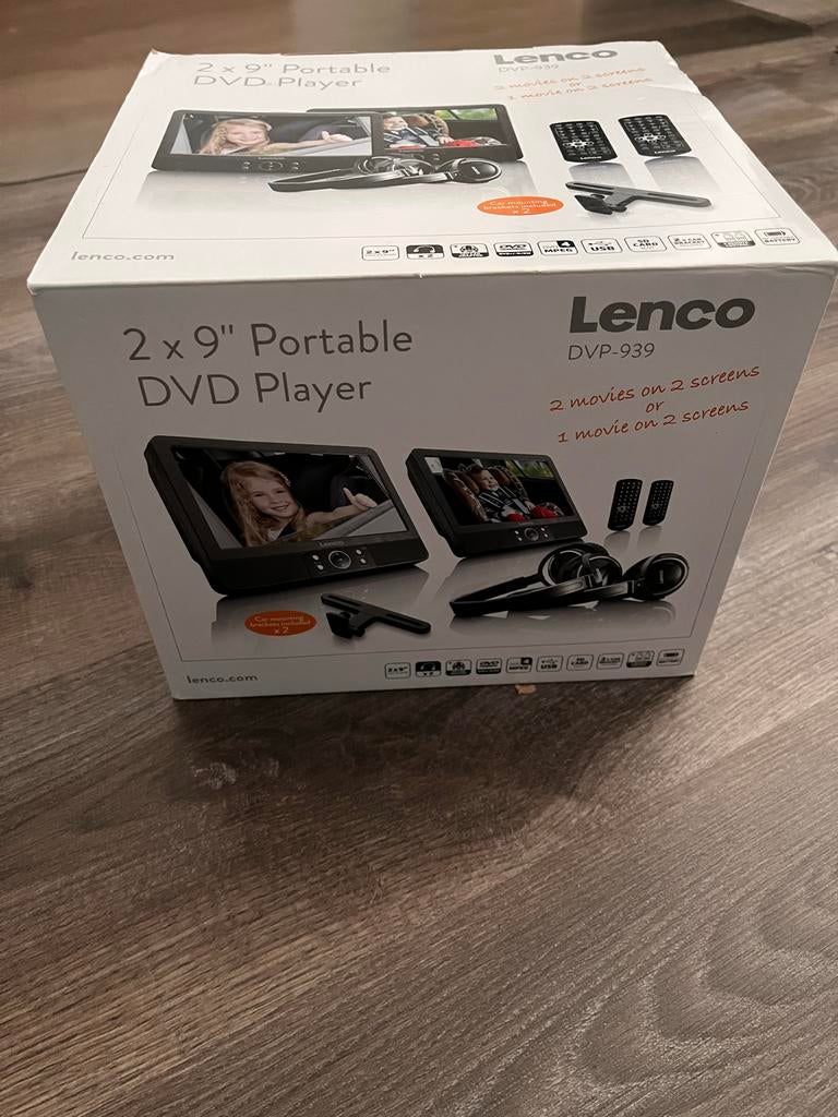 Lenco DVP-939 draagbare DVD-speler set met 2 schermen, Draagbaar, Zo goed als nieuw, Ophalen, Overige merken