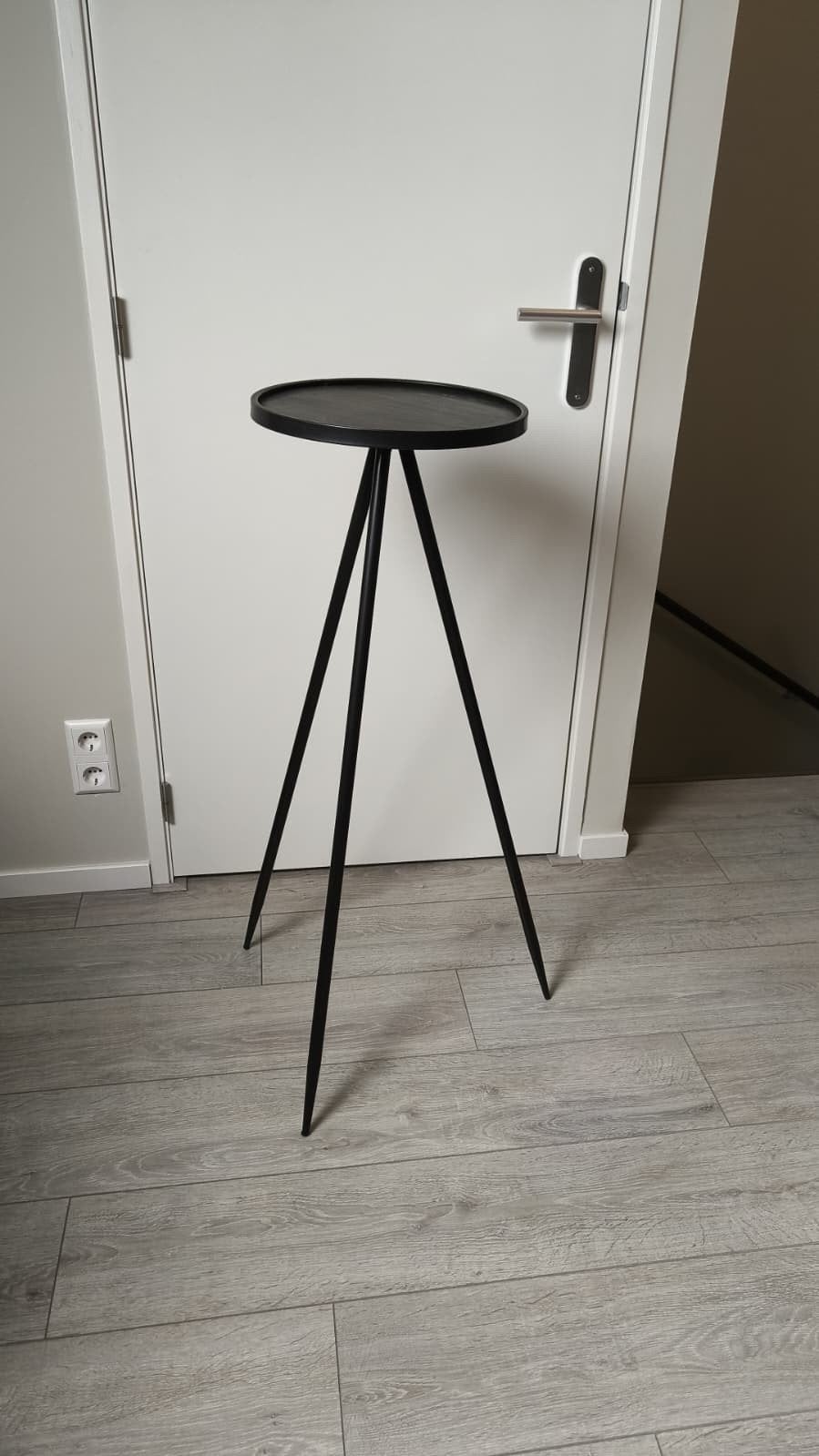 Zwarte plantenstandaard - 1 meter hoog, Ophalen, Metaal of Aluminium, Rond, Zo goed als nieuw
