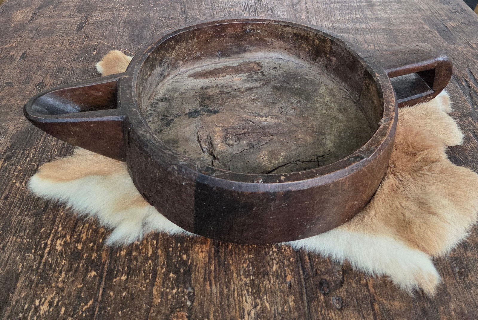 Antieke houten Parat / Chapati schaal XL (62 cm), Ophalen of Verzenden