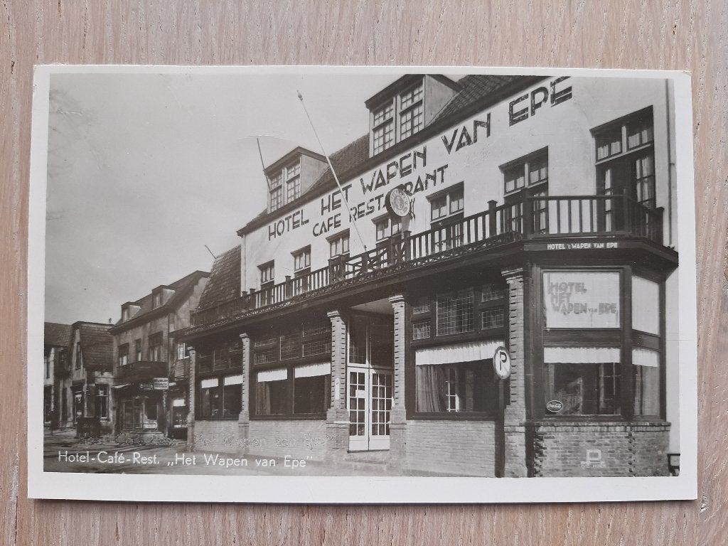 Oude kaart Epe, Hoofdstraat, Hotel wapen van Epe, 1949, Ophalen of Verzenden, 1940 tot 1960, Ongelopen, Gelderland