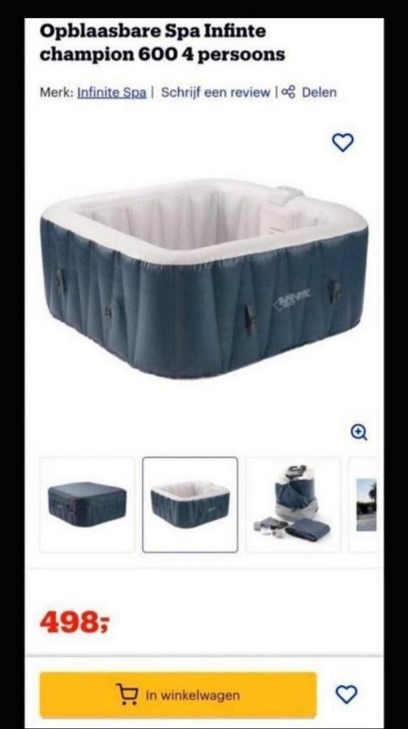 spa infinite 4 pers met verpakking er nog bij &onderhoudsset, Ophalen, Filter, Opblaasbaar