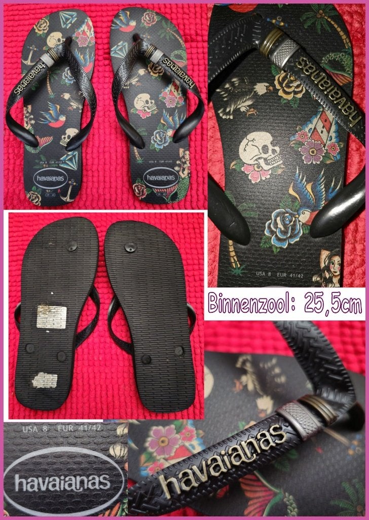 HAVAIANA'S (gothic) slippers maat ca.40 (oorspr.41), Kleding | Dames, Schoenen, Overige kleuren, Ophalen of Verzenden, HAVAIANA'S