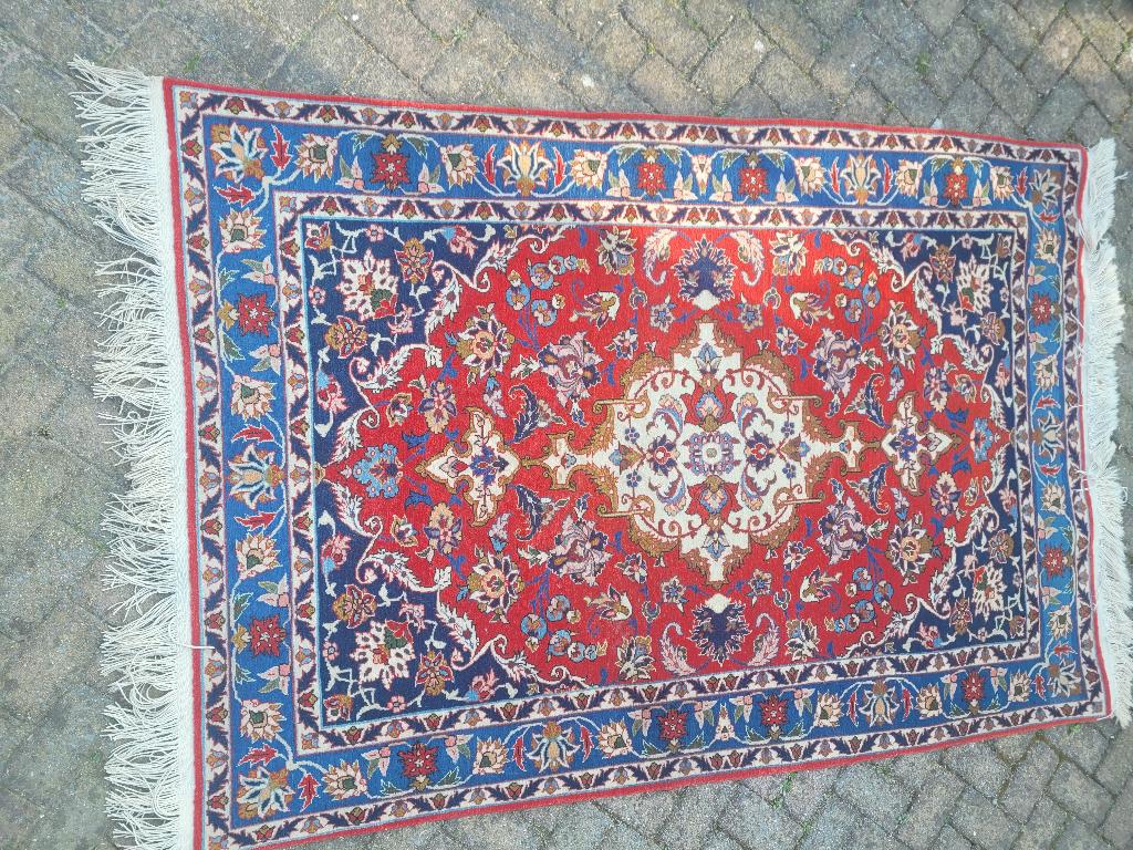 Vintage wollen vloerkleed uit Iran hand geknoopt, Heikant 21 Kaatsheuvel, 150 tot 200 cm, Belle Vieille Brocante, Ophalen of Verzenden