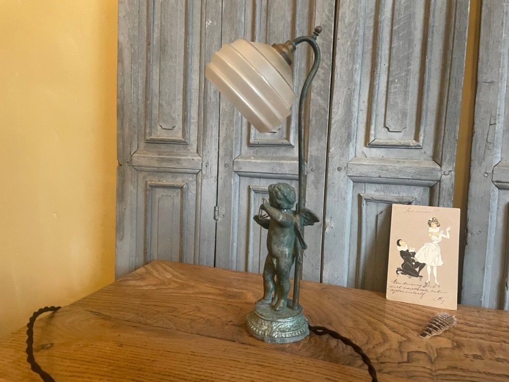 Subtiel Tafellampje Schemerlampje Bedlampje met Engel Frans, Ophalen of Verzenden