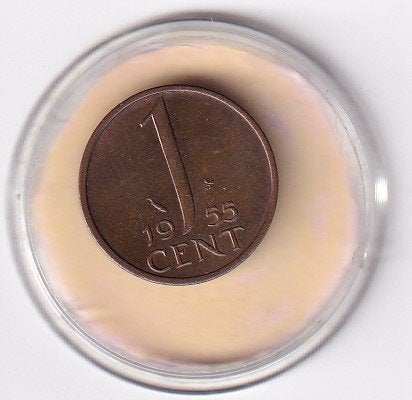 1 Cent 1955  Zeer Netjes, Postzegels en Munten, Verzenden, Koningin Juliana, 1 cent, Losse munt