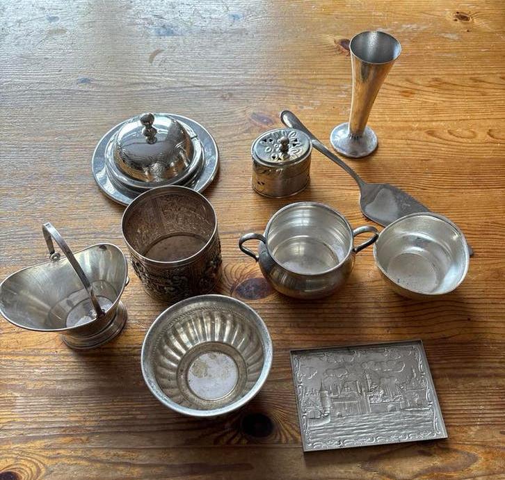 Verzameling zilverkleurige keuken voorwerpen, Ophalen of Verzenden
