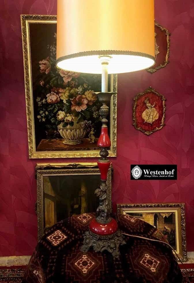 Staande lamp / Grote tafellamp antiek barok engel beeld, Ophalen