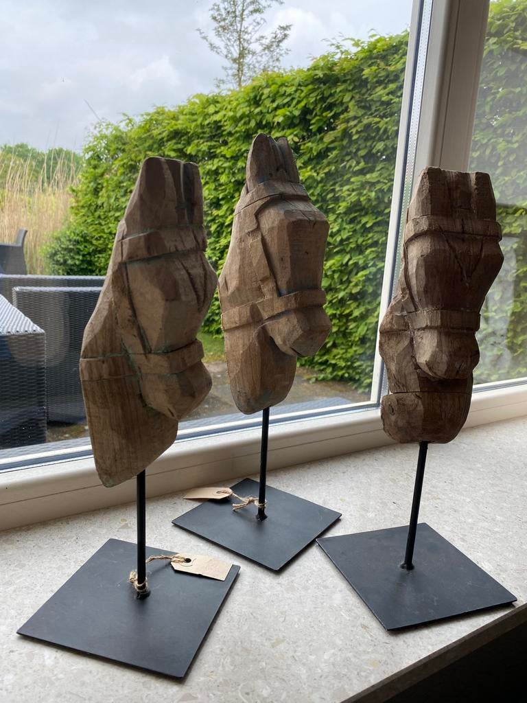 Houten decoratie paardenhoofd, Ophalen, Zo goed als nieuw
