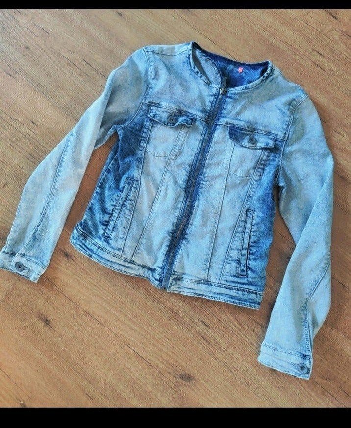 super stoer soepel spijkerjasje maat 152, Kinderen en Baby's, Kinderkleding | Maat 152, Ophalen, Zo goed als nieuw, Meisje, Jas