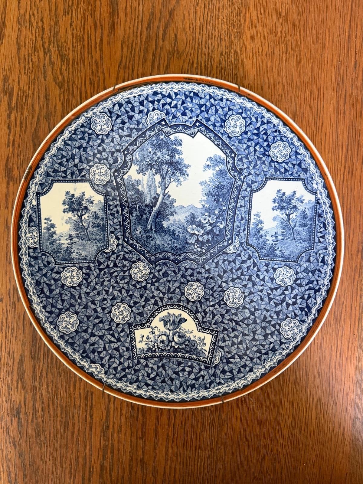 Decoratief Delfts blauw bord met Landschap, Antiek en Kunst, Ophalen