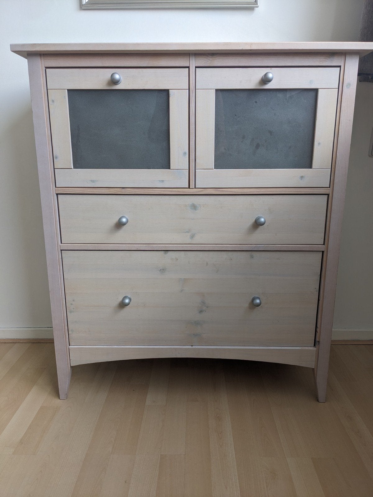 Whitewash ladekast met 4 laden - 102x98x43 cm, Huis en Inrichting, Ophalen, 100 tot 150 cm, 50 tot 100 cm, Zo goed als nieuw