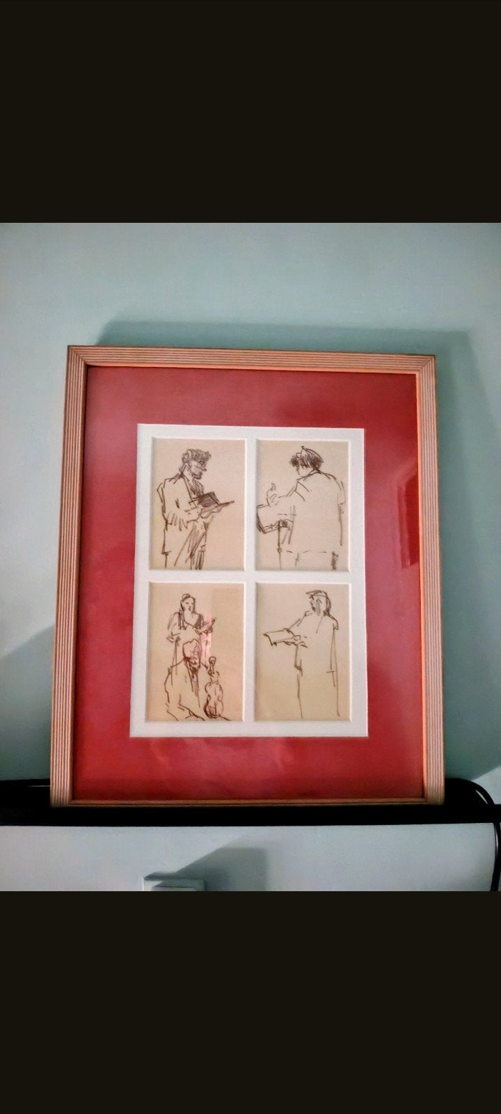 Schets Onno Boerwinkel - Johannes Passie Amstelkerk, Antiek en Kunst, Ophalen, Tekening, Pentekening, Ingelijst