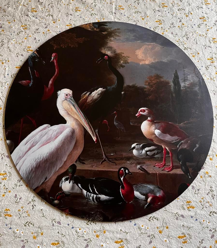 Rond Schilderij met Exotische Vogels - Klassieke Stijl, Ophalen