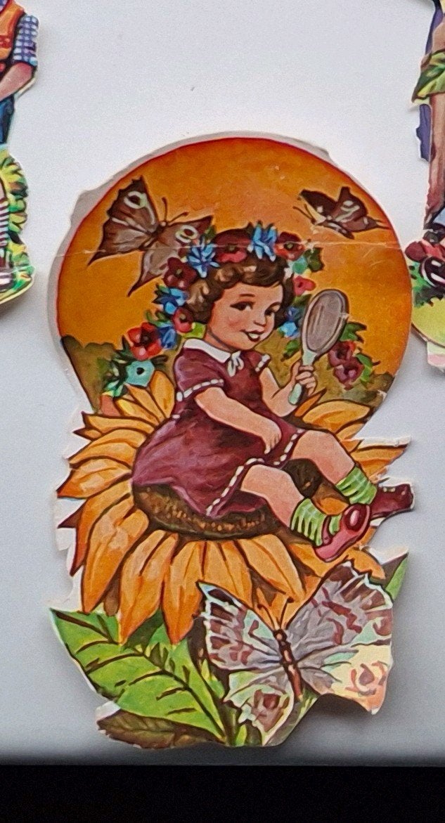 50 Antieke Retro Vintage Poezieplaatjes met Glitter, Ophalen of Verzenden