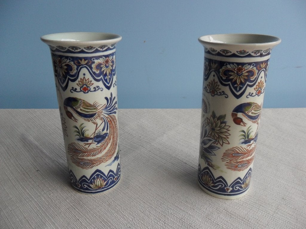 Set van 2 Porseleinen Vazen met Oosterse Decoratie, Ophalen of Verzenden