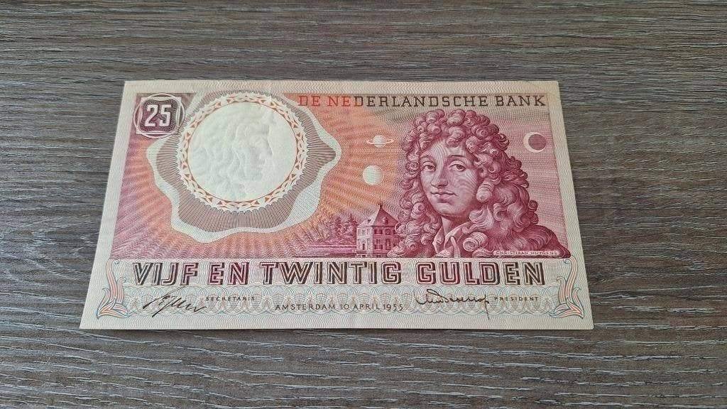 Prachtig biljet 25 gulden Huygens, 1955, Ophalen of Verzenden, 25 gulden