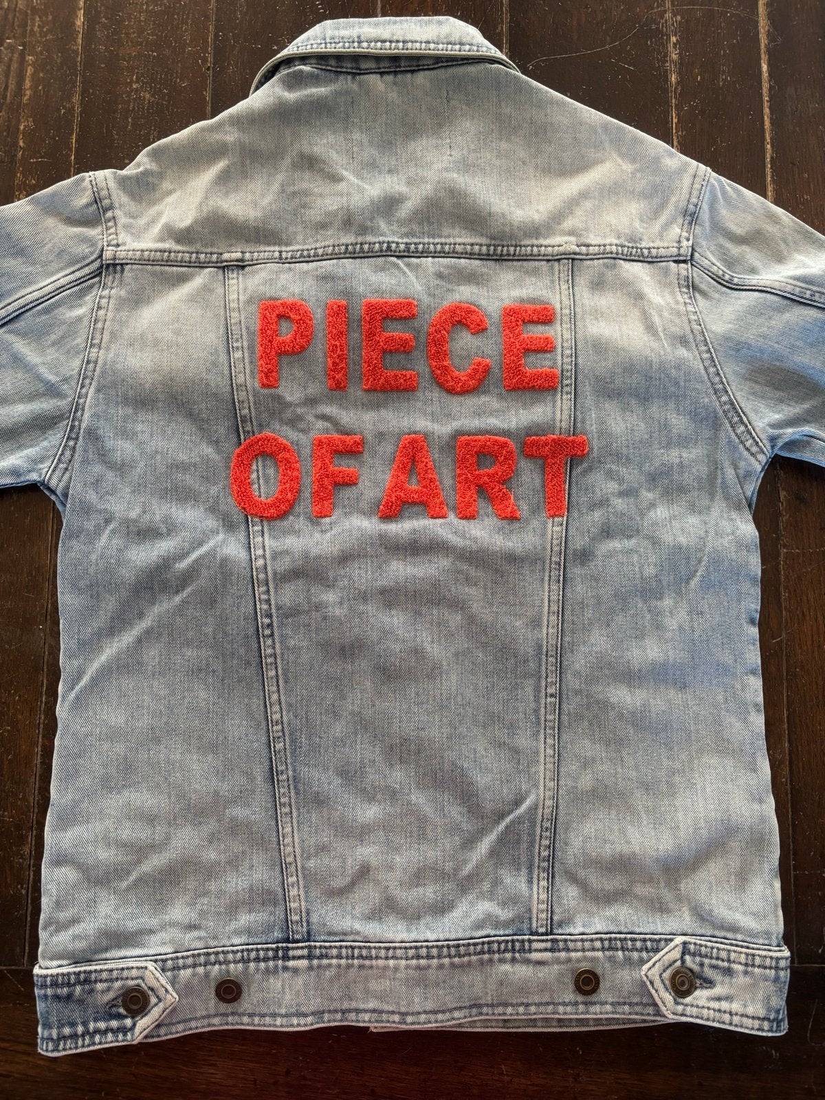 Sissy Boy maat S oversized spijkerjasje met tekst op rug, Ophalen of Verzenden, Gedragen, Maat 36 (S), Blauw