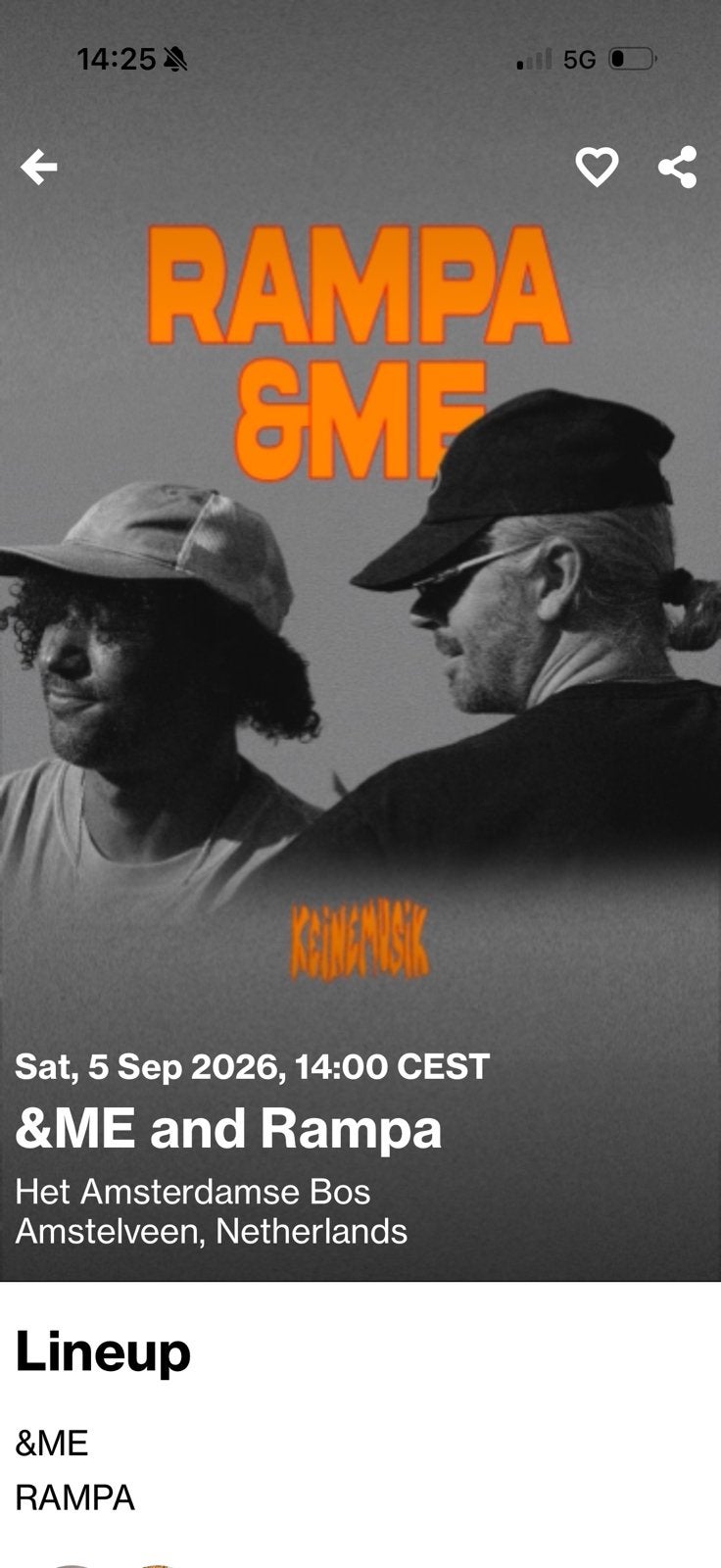 Keinemusk &ME and RAMPA festival 5 sept, Tickets en Kaartjes, Eén persoon, September