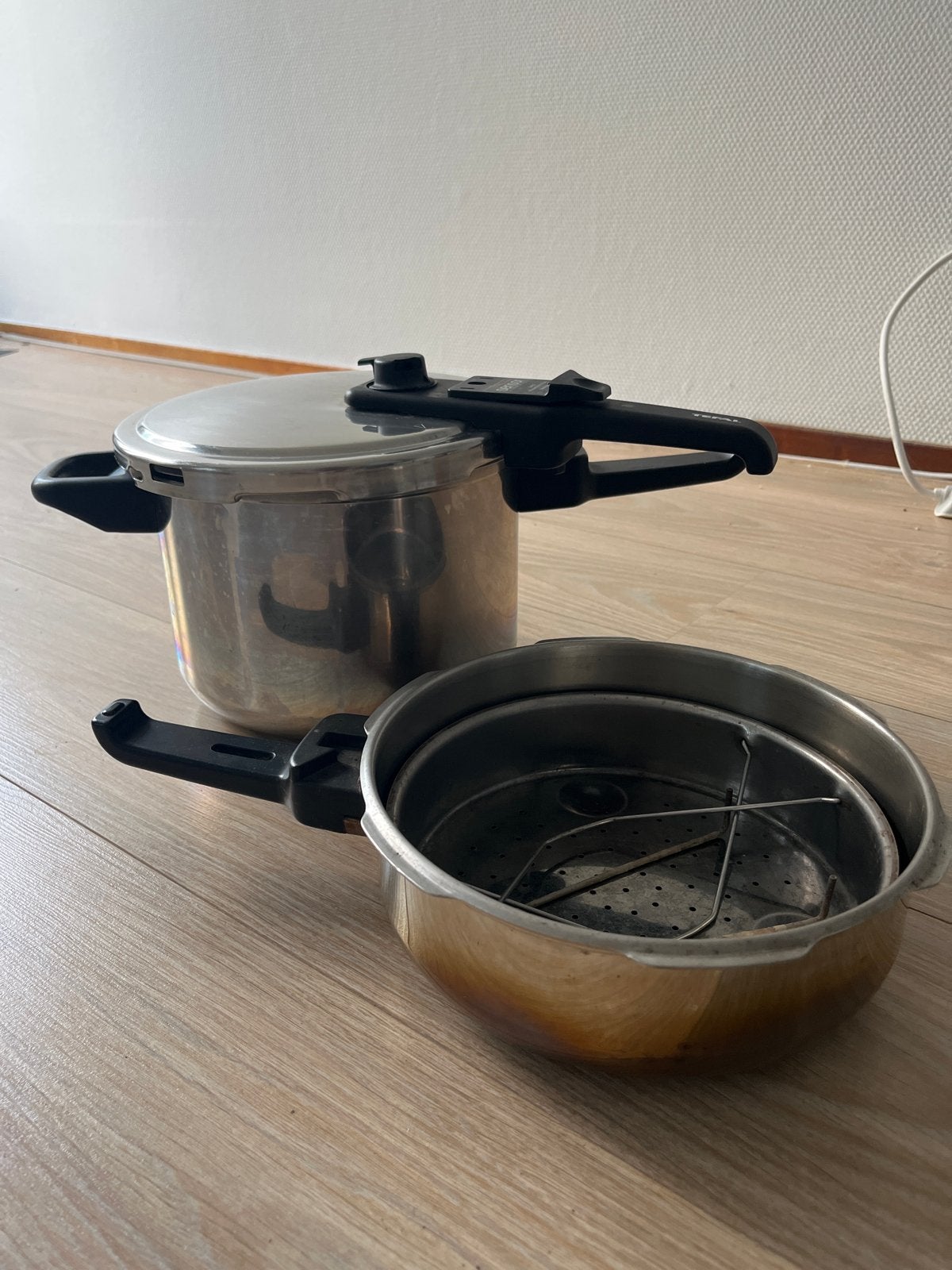 Tefal Snelkookpan Set met Stoomrekje - Groot en Klein, Snelkookpan, Met deksel, Ophalen of Verzenden, Rvs
