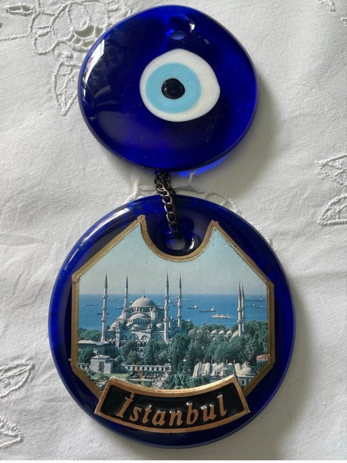 Turks Boze Oog Amulet met Istanbul Afbeelding, Ophalen of Verzenden, Zo goed als nieuw