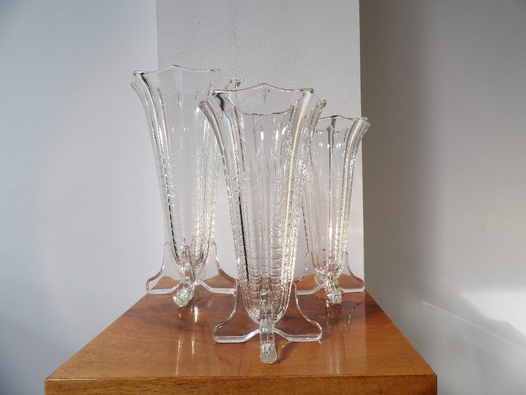 Art Deco Val st Lambert Vazen Set Montesquieu, Ophalen of Verzenden