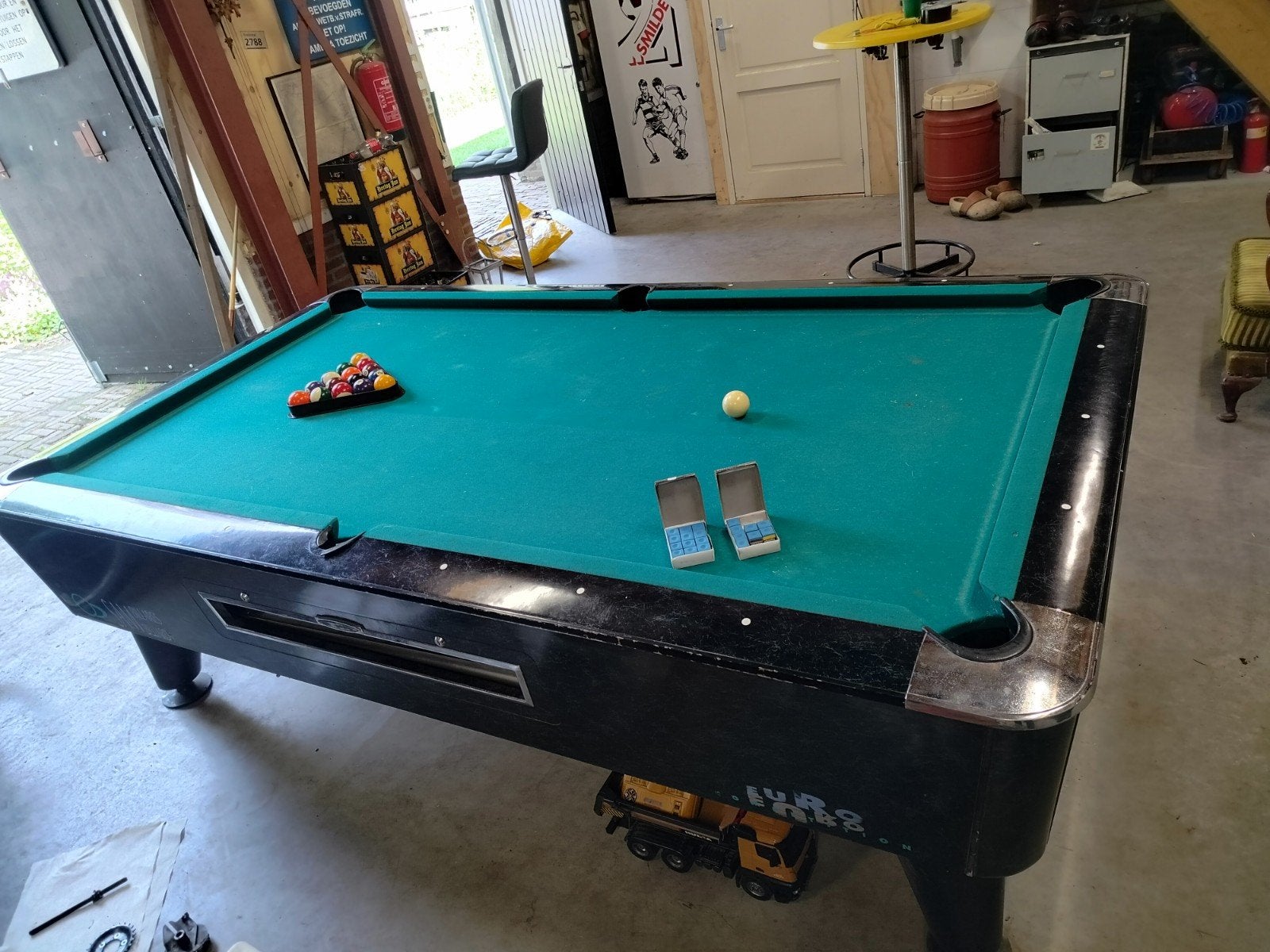 Poolbiljart tafel. Incl 10 keuen, extra ballenset, Ophalen of Verzenden