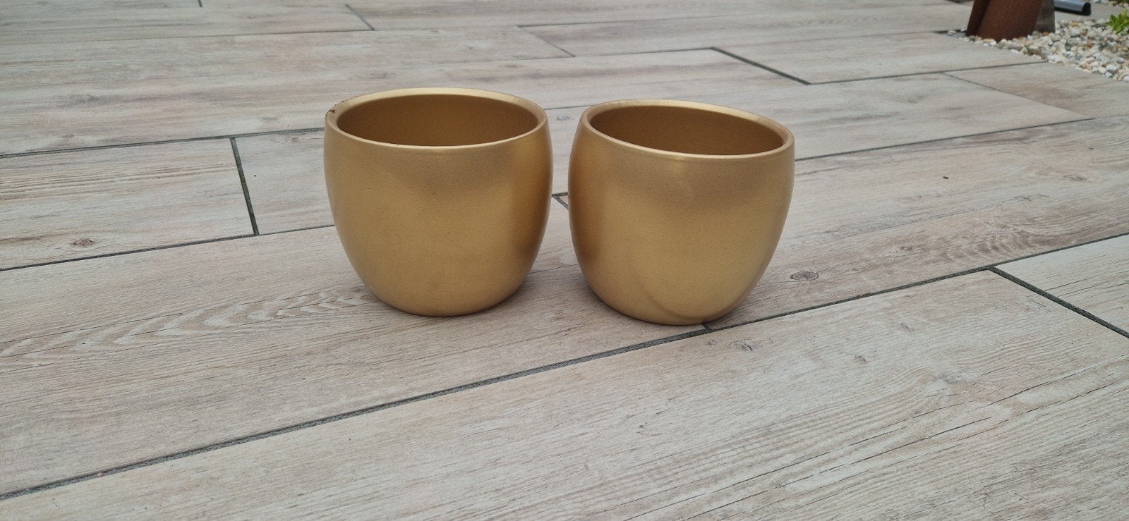 Leuke gouden plantenpotjes, Overige materialen, Gebruikt, Rond, Binnen