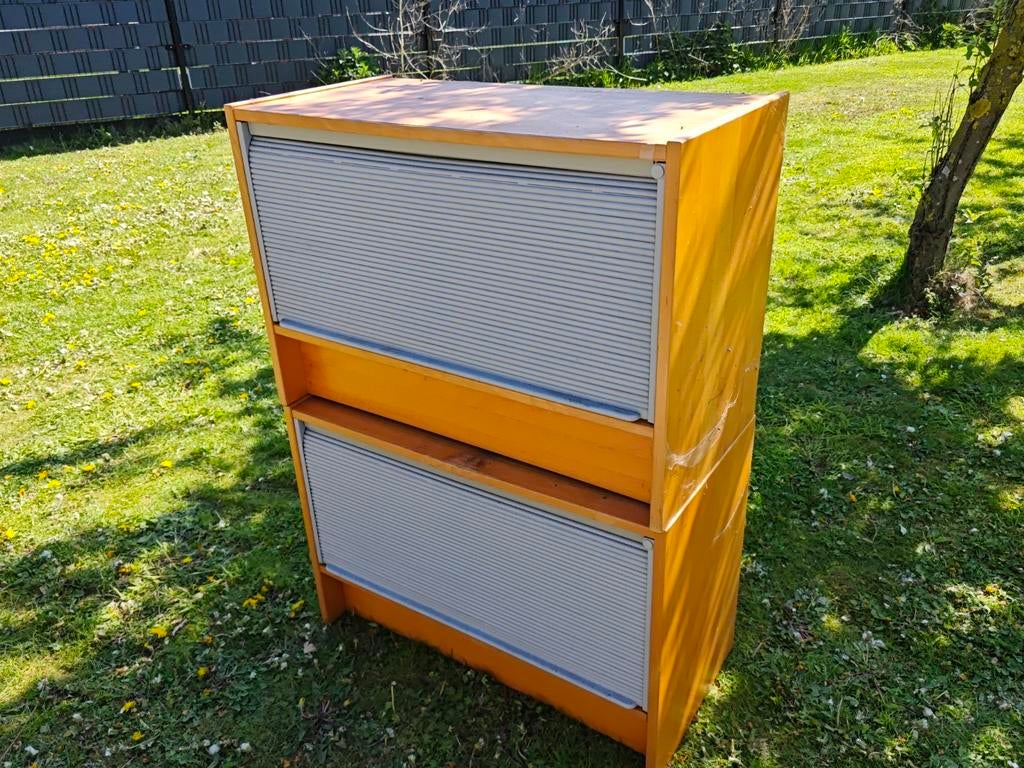 2 Stapelbare Kastjes met Roldeur 84x42x59, Huis en Inrichting, Kasten | Roldeurkasten en Archiefkasten, Ophalen, Gebruikt, Overige houtsoorten