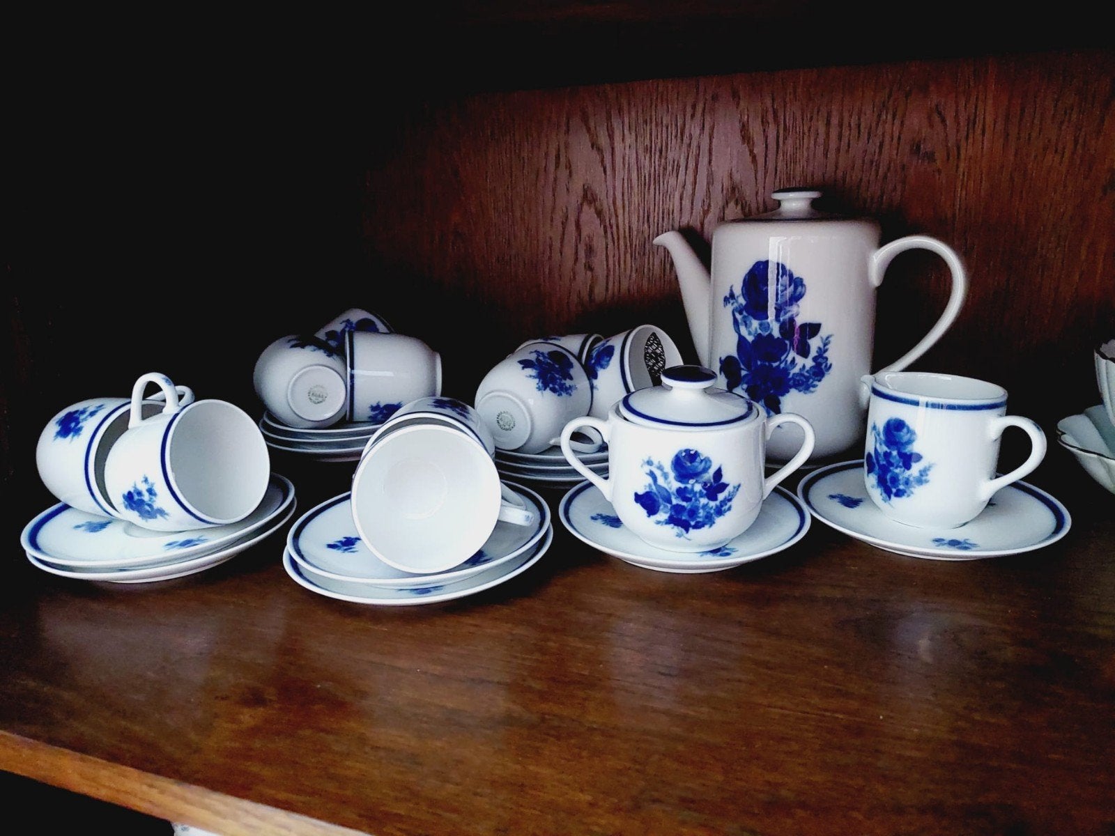 Mosa Maastricht Holland koffieservies - Blauwe Roos, Antiek en Kunst, Ophalen of Verzenden