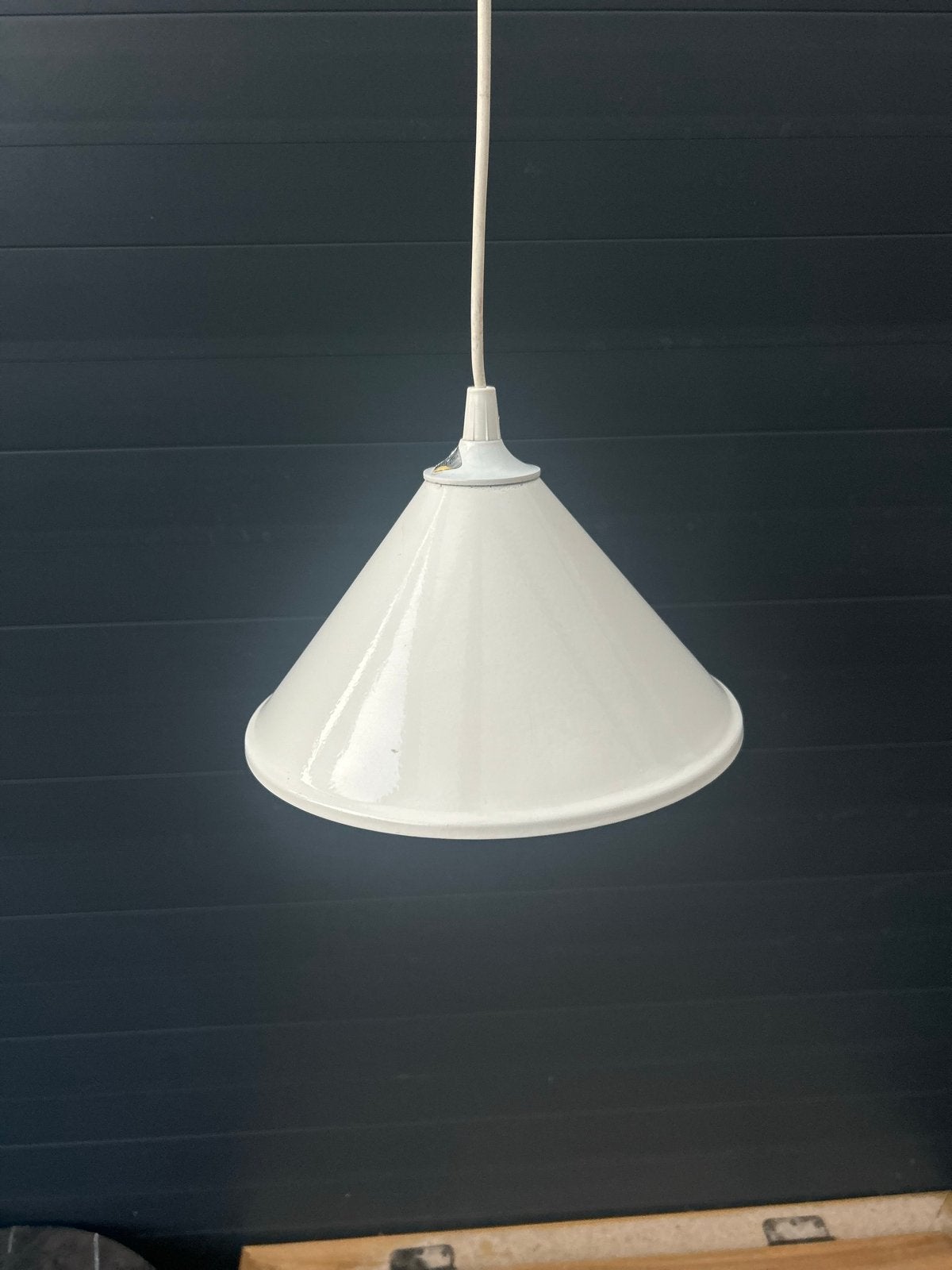 Vintage Deens design hanglamp wit, Ophalen, Gebruikt, Metaal, E27 (groot)
