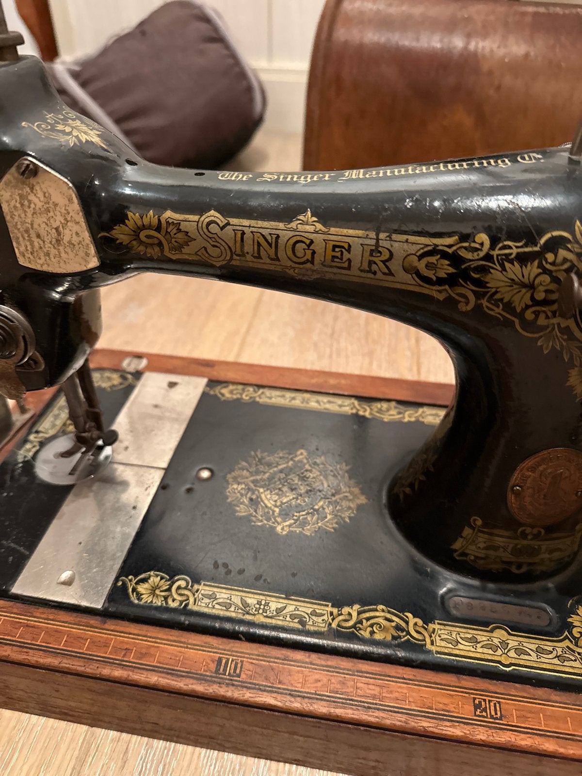 Antieke Singer Naaimachine met Houten Koffer, Ophalen