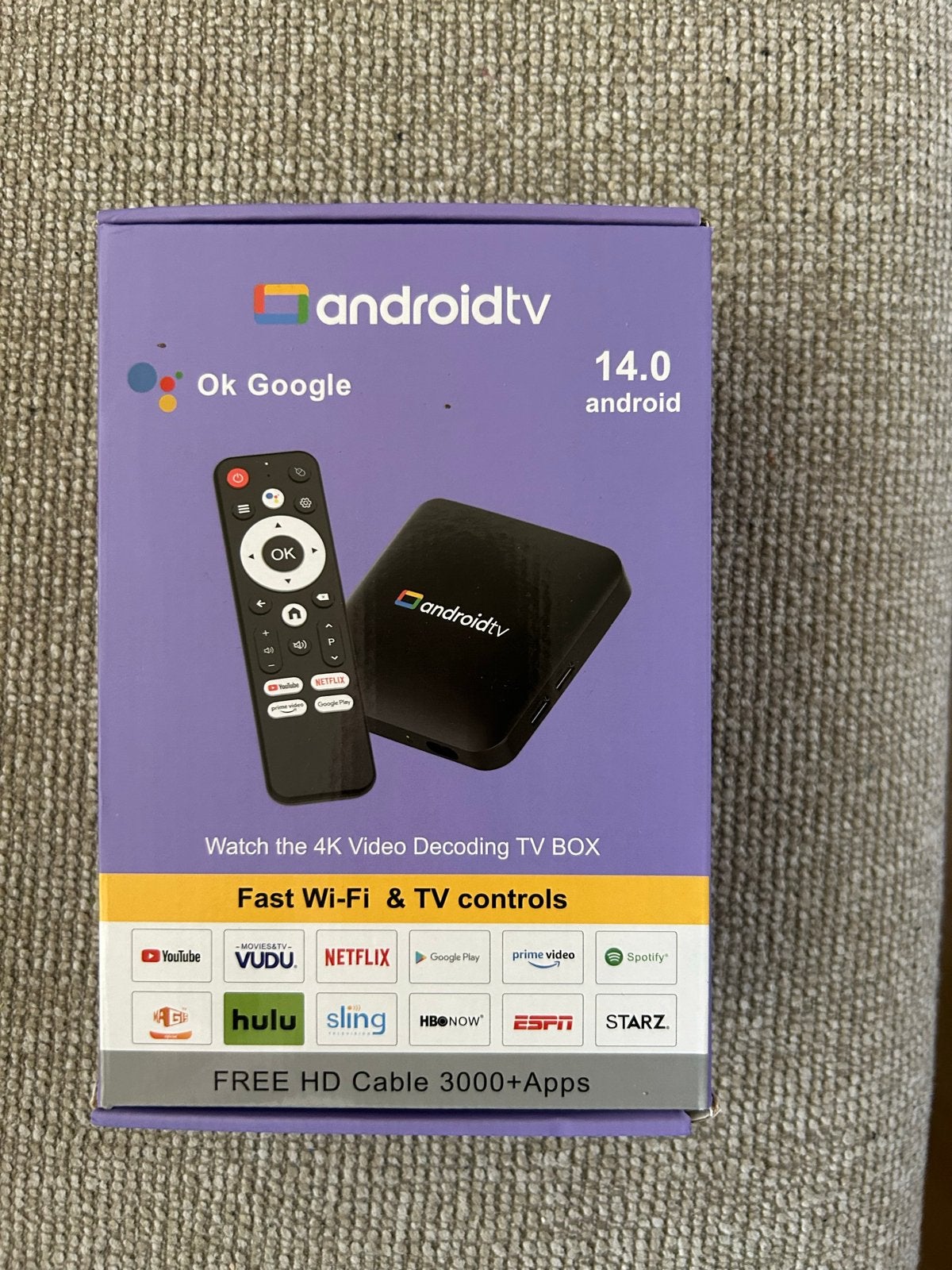 Android TV Box 4K Video Decoding met Google Assistant, Ophalen, Nieuw, HDMI, Zonder harde schijf