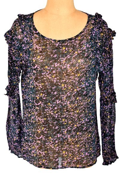 MbyM blouse, blousetop, top, zwart/paars, Mt. S, Kleding | Dames, Verzenden, Paars, Zo goed als nieuw, Maat 36 (S)