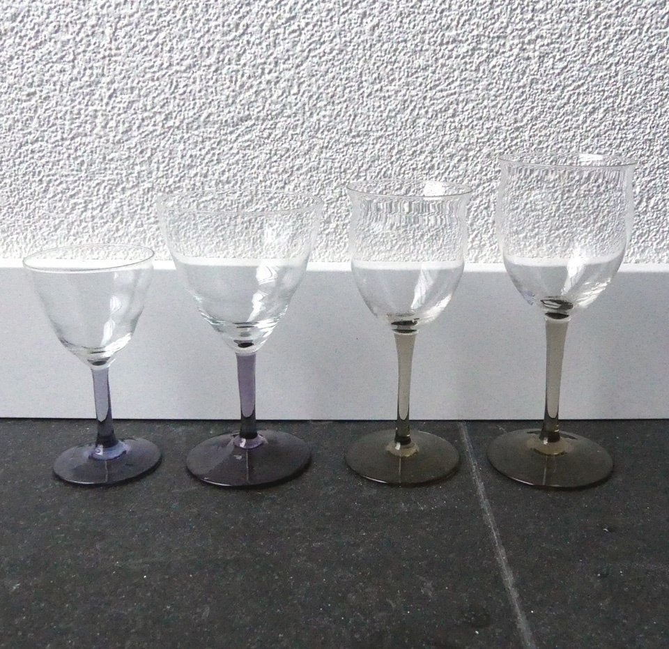Oude likeurglaasjes dun glas oud port sherry glaasjes 4x, Ophalen of Verzenden