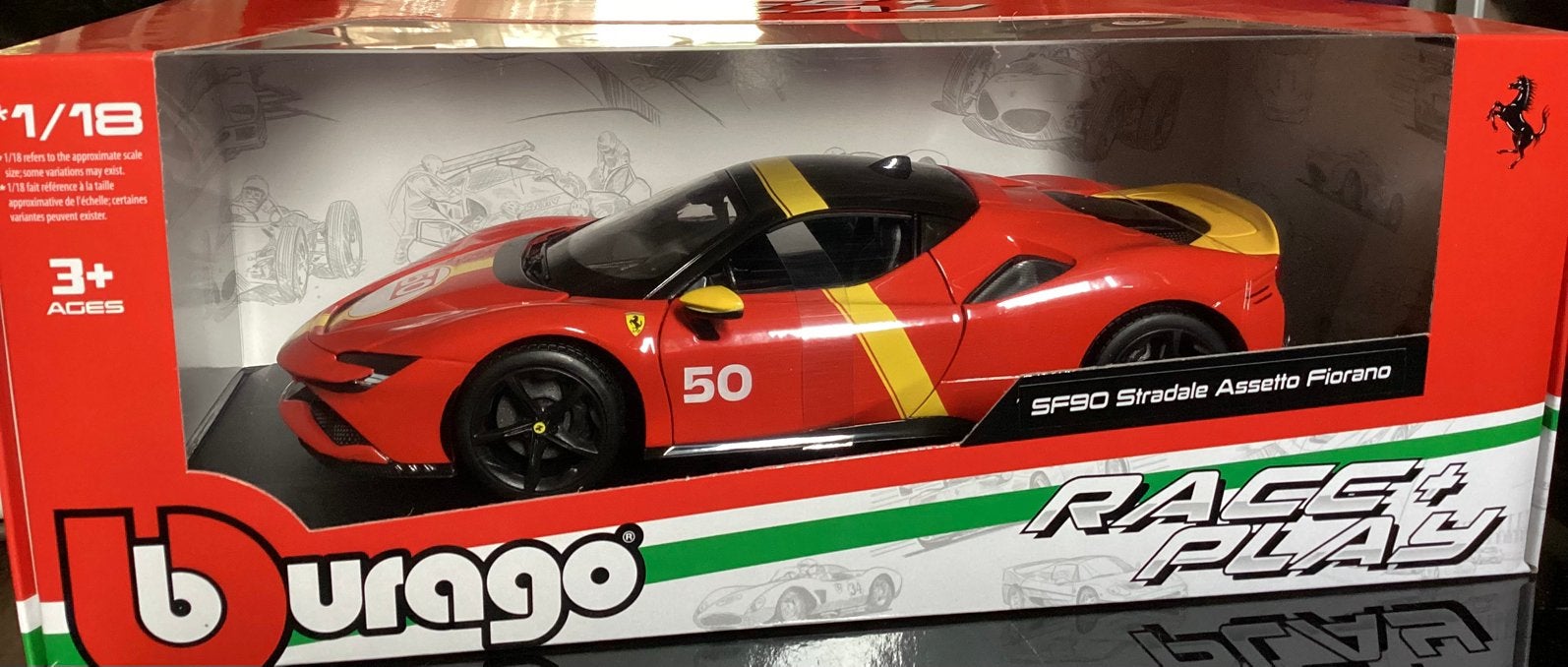 Ferrari SF90 Stradale Asetto Fiorano, Ophalen of Verzenden, Zo goed als nieuw, Auto, Bburago