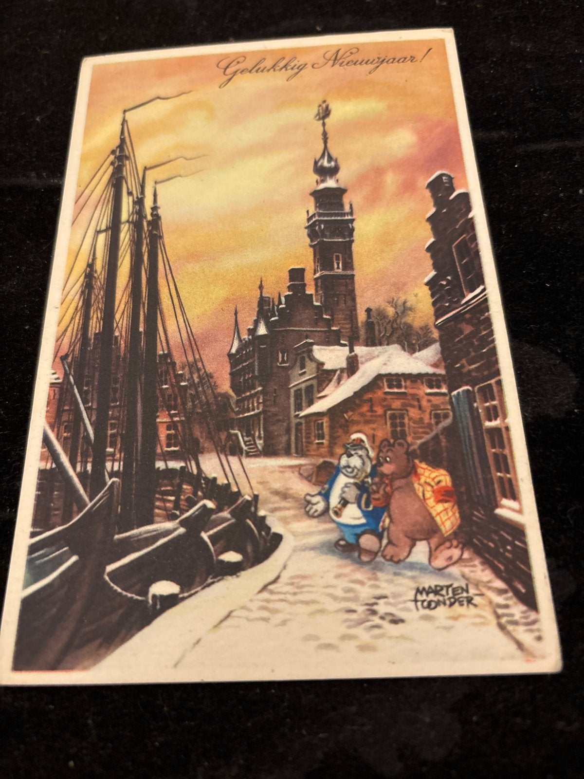 Marten Toonder Ansichtkaart - Gelukkig Nieuwjaar, Ophalen of Verzenden, 1940 tot 1960, Gelopen