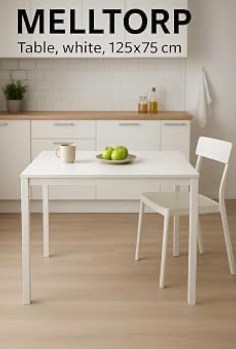 IKEA Melltorp Witte Tafel 15 euro, Huis en Inrichting, Ophalen of Verzenden, Gebruikt, 50 tot 100 cm, Minder dan 100 cm