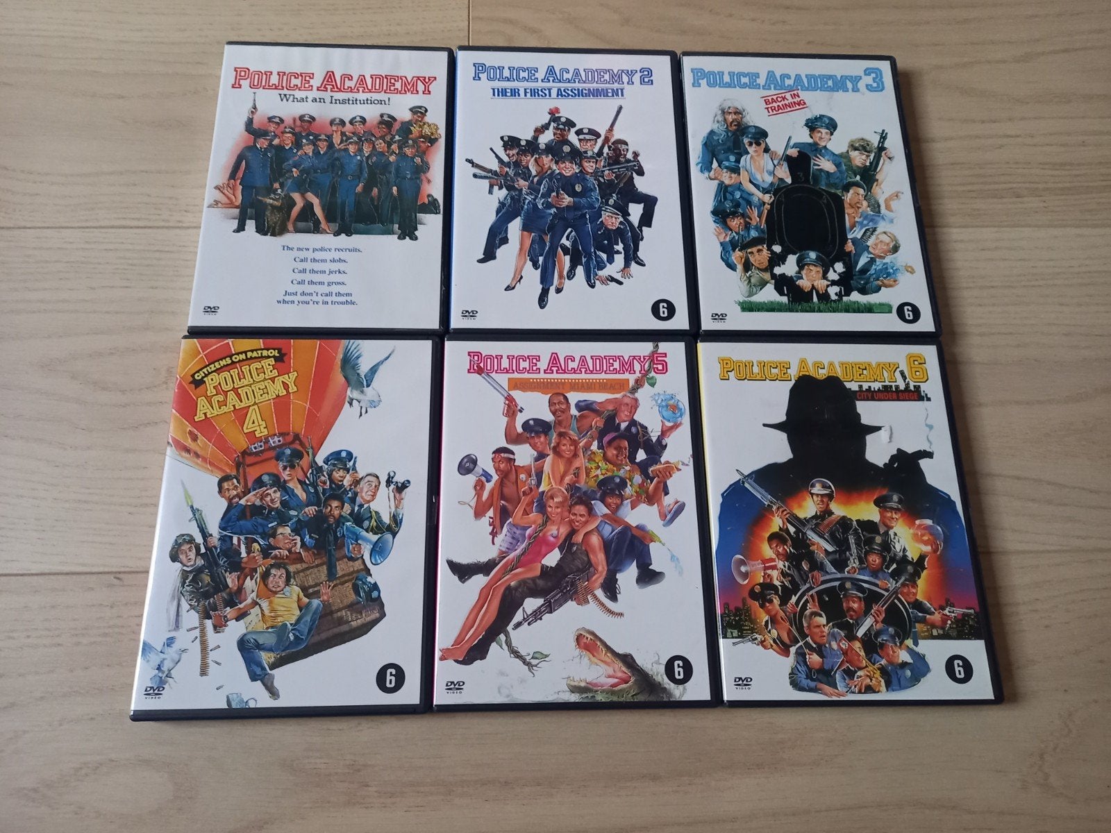 Police Academy films origineel, 15 euro setprijs, Cd's en Dvd's, Ophalen of Verzenden, Zo goed als nieuw, Actiekomedie