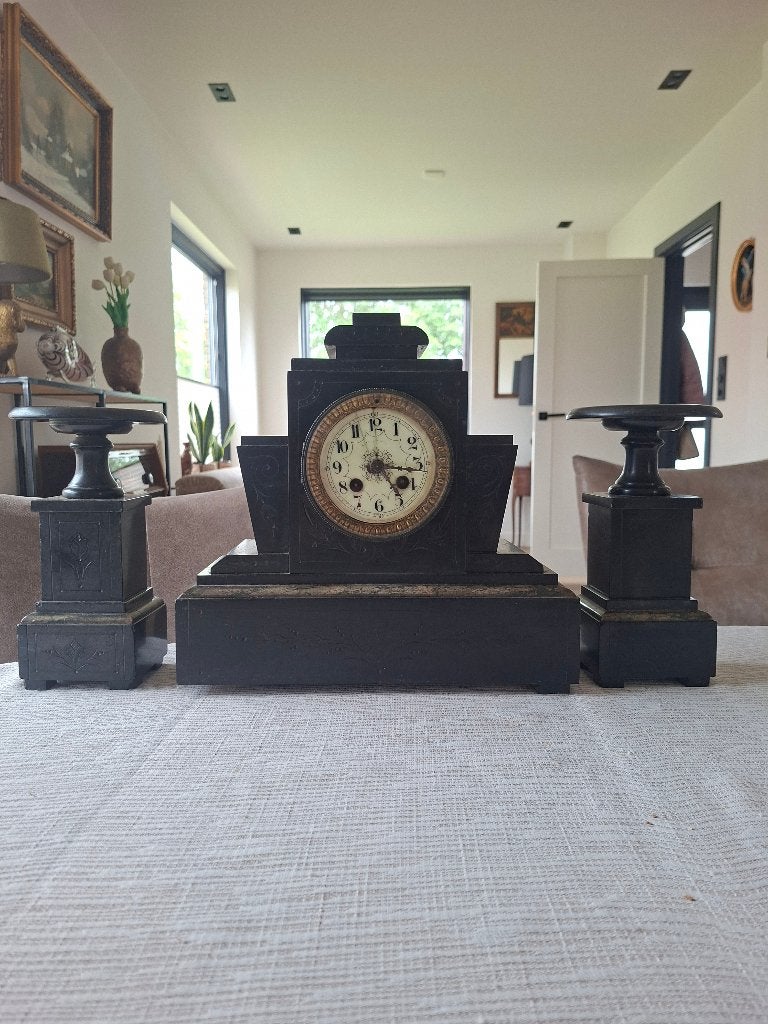 Antieke pendule, Ophalen, Gebruikt, Antiek, Zwart