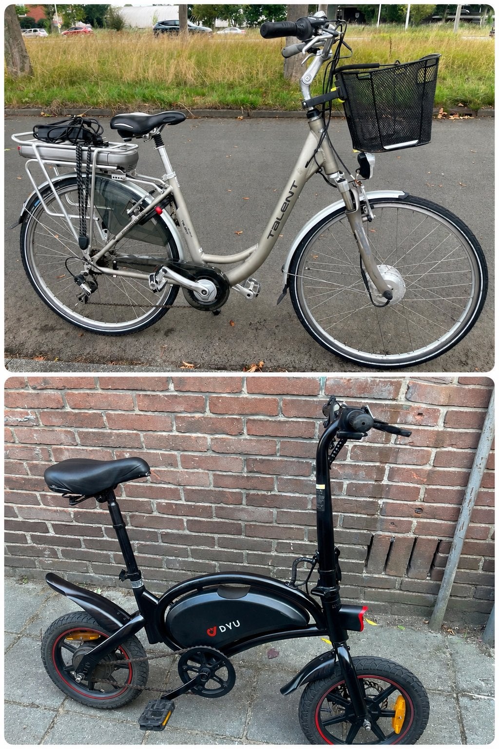 2 ELEKTRISCHE FIETSEN – TALENT & DYU, Gebruikt, 51 tot 55 cm, 30 tot 50 km per accu, Ophalen