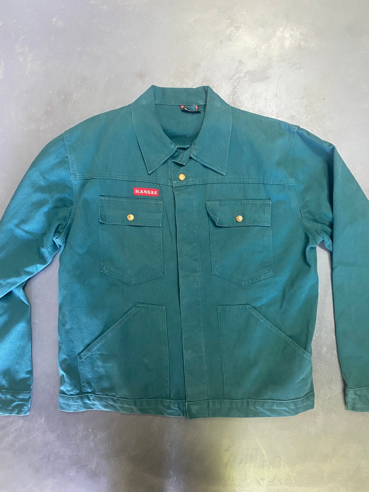 Vintage groene werkjas working jacket, Ophalen of Verzenden, Gedragen, Maat 52/54 (L), Groen