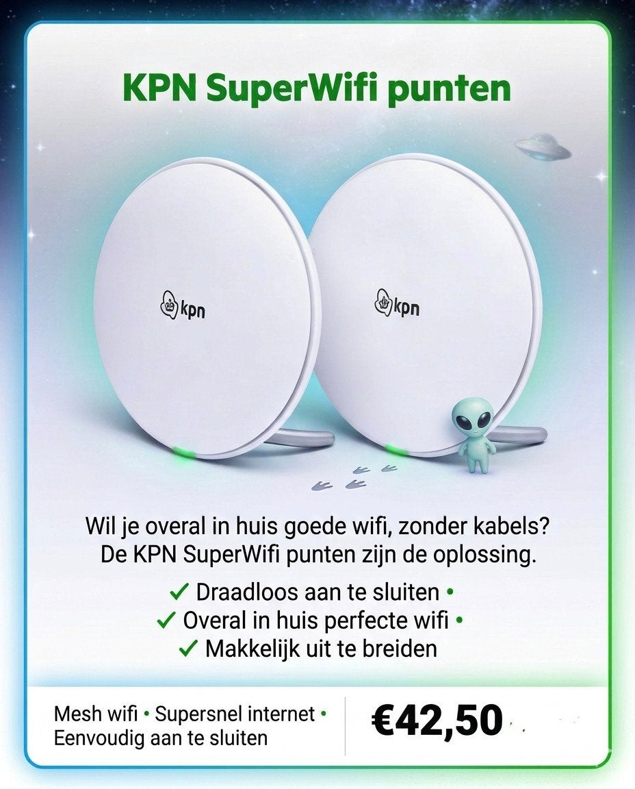 KPN SuperWifi duo - Optimale wifi dekking in huis, Computers en Software, WiFi-versterkers, Ophalen of Verzenden, Refurbished