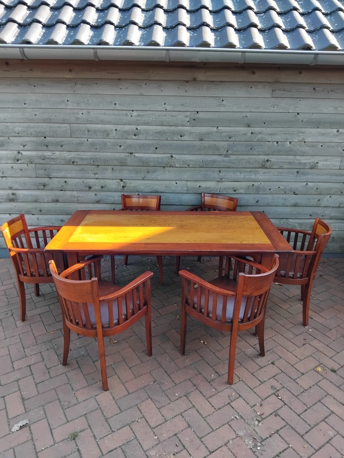 eiken eettafel, Gebruikt, Art deco, Eikenhout, Vijf personen of meer